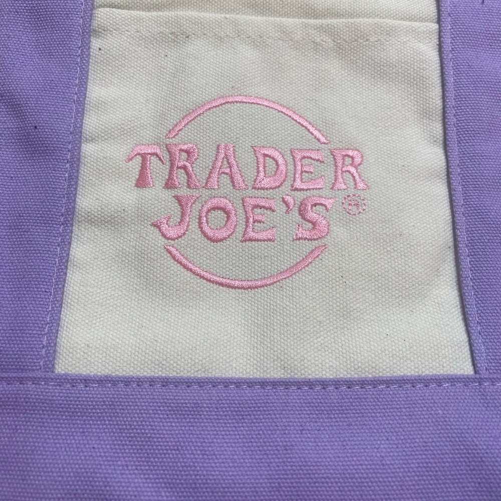 Trader Joe's Purple and Cream Tote Bag